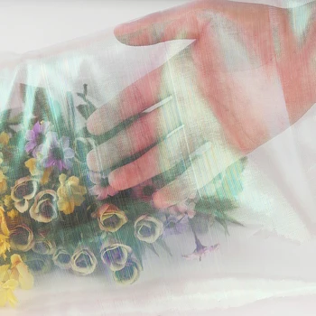 150см * 100см Дизайнерская флуоресцентная Красочная Блестящая Марлевая ткань Сценический Свадебный декор Вуаль Прозрачные Голографические ткани