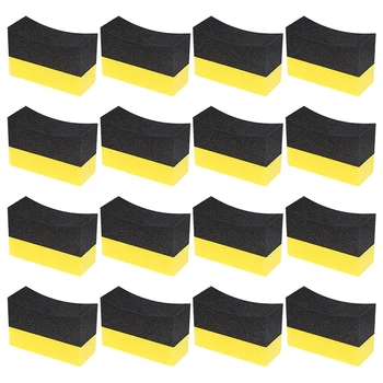 16 Штук прокладок-аппликаторов для контурной правки шин Губка для полировки шин в форме полумесяца Восковые Полировальные подушечки для семейной чистки автомобилей