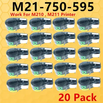 20PK Новая версия С ЧИПОМ M21-750-595- Устройство для производства ленты для этикетирования виниловых картриджей WT для этикетировочных машин M210, M211 19,1 мм, черное на белом