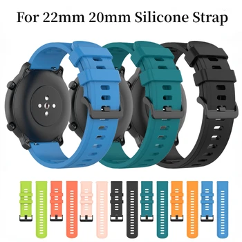 22 мм 20 мм Силиконовый Ремешок Для Amazfit GTR/Stratos Оригинальный Браслет-Напульсник Samsung Galaxy Watch 3/Active 2/Huawei Watch 3