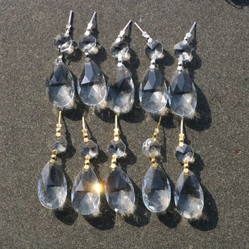 25 шт. /лот 38 мм Прозрачная люстра из стеклянных кристаллов, Призмы для ламп, Подвесные подвески-капли с хрустальными восьмиугольными бусинами