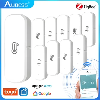 Aubess Tuya ZigBee/wifi Умный Датчик Температуры И Влажности С Батарейным питанием ZigBee Smart Home Security Работает С Alexa Google Home