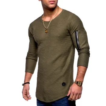 B8676 новая футболка мужская весенне-летняя футболка топ мужская хлопчатобумажная футболка с длинными рукавами для бодибилдинга складная