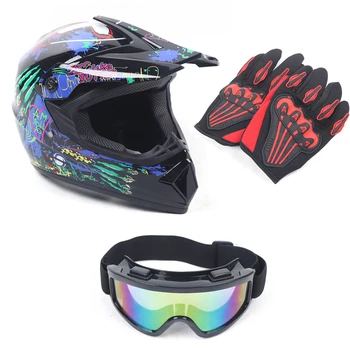 Casco Moto Профессиональный мотоциклетный шлем для бездорожья, перчатки для мотокросса на байке, квадроцикле, очки для молодых людей, подарок из 2 предметов