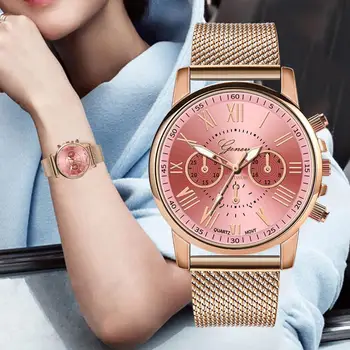 Geneva Женские часы Женские Спортивные Часы Модный Пластиковый Сетчатый ремешок Кварцевые Наручные Часы Женские Montre Femme Dames Horloge