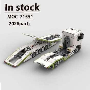 MOC-71551 Транспортный грузовик удлиненного типа с тормозной пластиной В сборе, строительный блок, модель 2028 шт., игрушка для взрослых и детей в подарок на День рождения