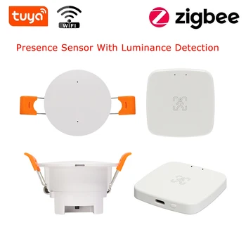 Smart Life Zigbee Детектор Присутствия Человека Tuya Wifi mmWave Радарный Датчик Pir Montion С Определением Яркости Для Умного Дома