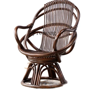 XL Ротанговое Кресло с высокой спинкой и круглой Спинкой Teng Chair Натуральное Кресло С Откидной спинкой Из Настоящего Ротанга, Плетеное Из Ротанга Вращающееся Кресло Teng Arm
