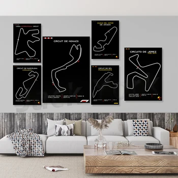 Абстрактный Трек F1 Race Car Circuit Плакат и Принты Современный Городской Холст Картина Настенное Искусство Картина Для Гостиной Домашнего Декора