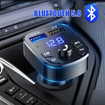 Автомобильный Громкой связи Bluetooth 5.0 FM-Передатчик Автомобильный Комплект MP3-Модулятор Плеер Беспроводной Аудиоприемник Громкой Связи Двойное USB Быстрое Зарядное Устройство
