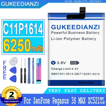 Аккумулятор GUKEEDIANZI для Asus Zenfone Pegasus 3s Max ZC521TL X00GD, Аккумулятор большой мощности, C11P1614, C11P 1614, 1614, 6250mAh
