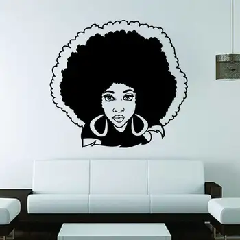 Африканская женщина девушка сексуальный африканский салон красоты парикмахерская спа виниловая наклейка на стену украшение интерьера домашней спальни художественная роспись FZ58