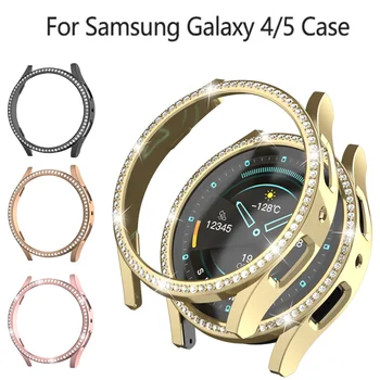 Бриллиантовый чехол для Samsung Galaxy Watch 4/5 40 мм 44 мм, выдалбливают защитную оболочку, два ряда украшенных кристаллами бамперов, без экрана
