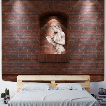 Гобелен с ковровым рисунком, висящий на стене, Богемный Хиппи, Абстрактное Человеческое лицо, Психоделическая Магия, Таинственный Декор для дома в комнате