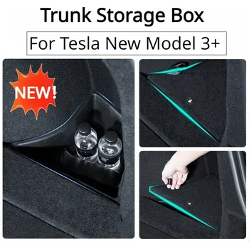 Для Tesla Новая Модель 3 + Ящик Для Хранения Багажника Задняя Крышка Бокового Ящика Для Хранения Багажника Органайзер Мусорные Баки Новая Модель 3 Автомобильные Аксессуары 2024