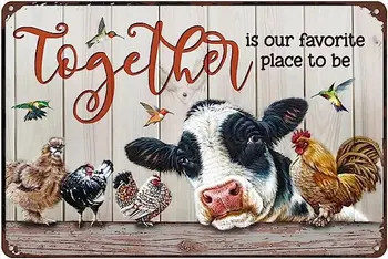Жестяная Вывеска фермы Animal Together -наше Любимое Место Отдыха, Металлические Отличные Ретро-Подарки и Декоративный Дверной Настенный Художественный Плакат Farm