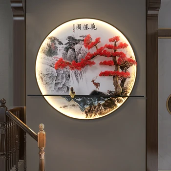 Китайский современный настенный светильник с изображением LED 3D креативного соснового пейзажа, настенные бра, декор для дома, гостиной, спальни, кабинета, ламп