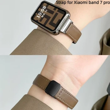 Кожаный ремешок для спортивных часов Xiaomi band 7 pro, ремешок для Mi band 7 Pro, магнитный браслет Correa, умные часы, женский мужской браслет