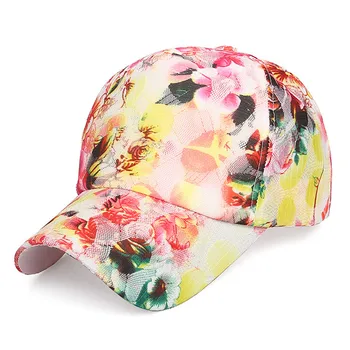 Летние Унисекс кружевные женские Бейсболки С цветочным принтом, Дышащие Сетчатые Шляпы Snapback, модные Шляпы Дальнобойщика, Женская Кепка