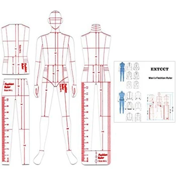 Линейка для иллюстрации мужской моды, шаблон для рисования, акрил для шитья, дизайн гуманоидного рисунка, измерение одежды