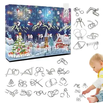 Металлические Адвент-календари-пазлы, сложные Металлические кольца-пазлы, Детский Образовательный Адвент-календарь, Рождественская игра-головоломка, подарки