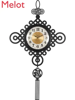 Металлические Бытовые Классические Часы Для Гостиной В Китайском Стиле, Немые Элегантные Европейские Часы