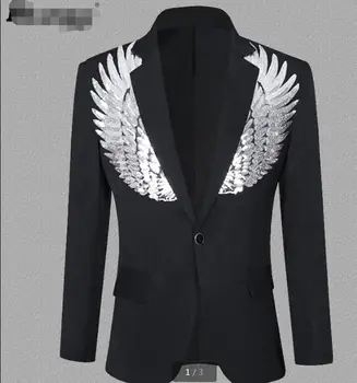 модный мужской пиджак 2023 года, мужской сценический певец, ведущий, костюм с крыльями, персонализированный пиджак для выступлений