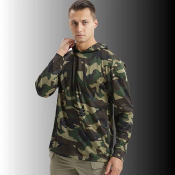 Мужская весенняя тактическая камуфляжная футболка с капюшоном и длинным рукавом, мужская осенняя Camisa Masculina, Быстросохнущая дышащая армейская рубашка в стиле милитари