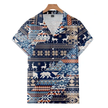 Мужская модная рубашка в кубинском стиле с гавайским рисунком, 3D принт, уютная повседневная пляжная одежда оверсайз с коротким рукавом, 3