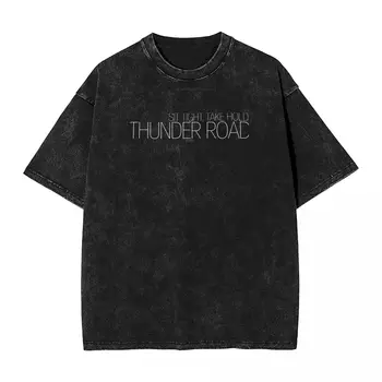 Мужская футболка Thunder Road, Выстиранные Футболки, Летняя футболка Hippie Thunder Road, Потрясающий Дизайн, Повседневная Одежда, Большие Размеры 5XL