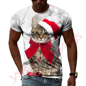 Мужские футболки Summer Tide с изображением кота, повседневные футболки с 3D-принтом, хип-хоп индивидуальность, круглый вырез, короткий рукав, быстросохнущий топ