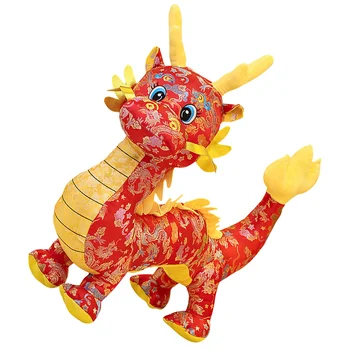 Мягкое Животное Кукла Игрушка Плюшевый Китайский Новый Год Талисман Дракон Кукла 2024 Год Дракон Зодиак Игрушки Подарок Рождество Лунный
