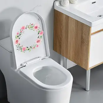 Наклейка на туалет из ПВХ, водонепроницаемые наклейки на туалет с цветочным рисунком, яркие наклейки из ПВХ для гостиной, спальни, ванной комнаты, настенного искусства