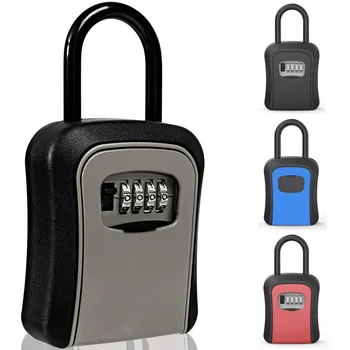 Настенный Ящик Для Хранения Ключей Портативный Ящик Для Блокировки Ключей с 4-Значной Комбинацией Замков Безопасности, Сбрасываемый Кодовый Сейф для Дома