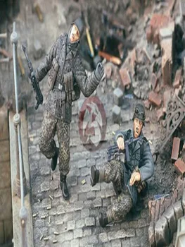 Неокрашенный набор 1/35 солдат, застреленных в перестрелке, фигурка из смолы, миниатюрный гаражный набор