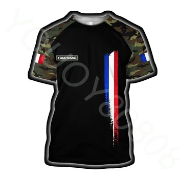 Новые летние модные свободные футболки с круглым вырезом, мужские футболки с 3D-печатью, персонализированные рубашки французской армии.