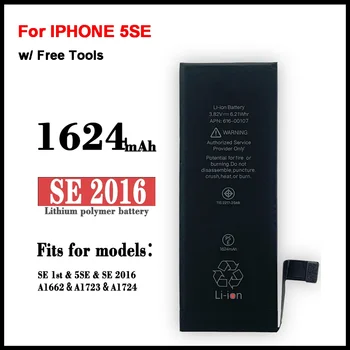  Новый Сменный аккумулятор для Apple IPHONE SE /5SE/ SE 2016 Большой емкости 1624 мАч Аккумуляторы для мобильных телефонов + Инструменты