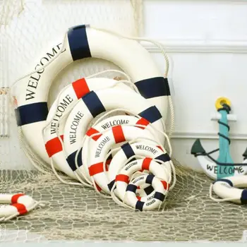 Пенопластовый Красно-синий Спасательный круг Изделия ручной работы в средиземноморском стиле, Хлопковый Спасательный круг, подвеска, Пляжный декор в морском стиле