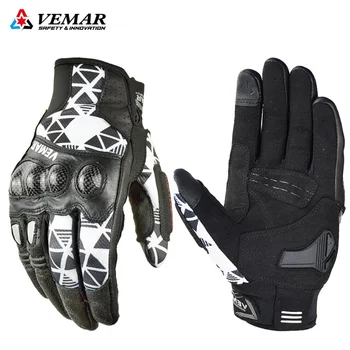 Перчатки для мотокросса с полными пальцами, Мотоциклетные перчатки в стиле ретро, из углеродного волокна, с жесткой оболочкой, защищающие мотоцикл, Летние Дышащие