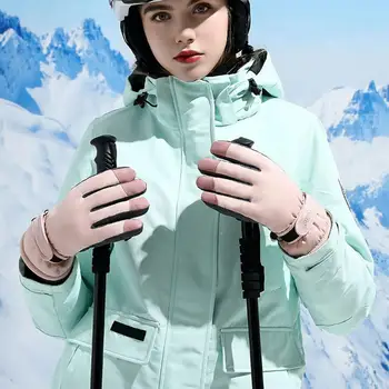 Перчатки с сенсорным экраном для мобильного телефона, двухслойные утолщенные перчатки для экстремальных зимних видов спорта на открытом воздухе, перчатки с сенсорным экраном для бега