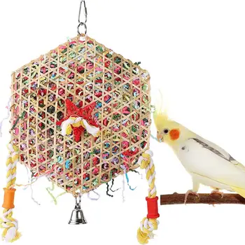 Попугаи Игрушка Для Птиц Шестиугольный Дизайн Игрушка Для Птиц Шестиугольная Игрушка Для Измельчения Корма для Птиц Безопасная Жевательная Подвеска для Попугаев