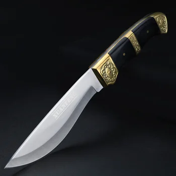 Походный нож с латунной ручкой, многофункциональный нож для кемпинга, инструмент для выживания в полевых условиях, охотничий нож высокой твердости