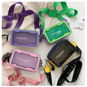 Прозрачная сумка-мессенджер для женщин, сумка через плечо желейного цвета, популярная модная сумка большой емкости, модная крутая сумка большой емкости, розово-зеленая