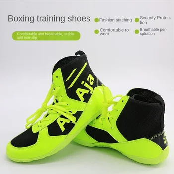 Профессиональная борцовская обувь для больших мальчиков, зеленые боксерские туфли для женщин, роскошные брендовые боевые ботинки, женские противоскользящие борцовские ботинки