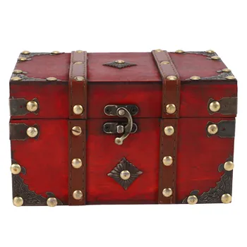 Ретро-сундук с сокровищами, винтажный деревянный ящик для хранения ювелирных изделий в античном стиле, органайзер для шкатулки для драгоценностей, маленькая шкатулка для безделушек