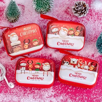 Рождественский кошелек для монет, маленький подарок для детей, портативная мини-сумка на молнии, коробка для хранения монет и ключей, маленькая и портативная