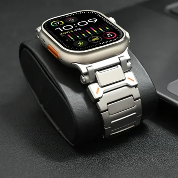 Роскошный браслет с титановым Звеном для Apple Watch Ultra 2 49mm Band Correa Мужской Ремешок для Iwatch Серии 9 8 7 6 5 4 Se 44 мм 45 мм 42 мм