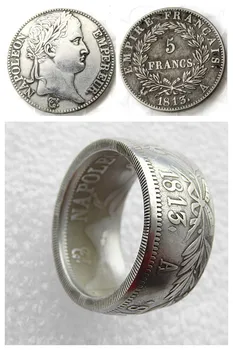 Франция 5Francs 1813A Кольцо для монет из медно-никелевого сплава ручной работы, Размеры 8-16