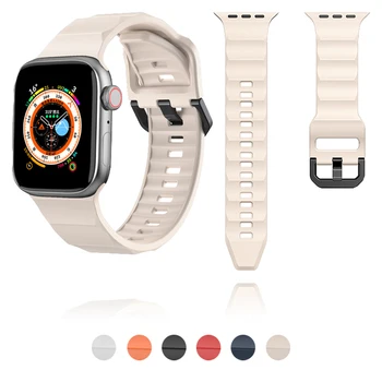 Фторопластовый Ремешок Для Apple Watch Band Ultra 49мм 45мм 44мм 41мм 40мм 38мм 42мм Резиновый Браслет Для Apple Watch 9 8 7 6 se 5 4