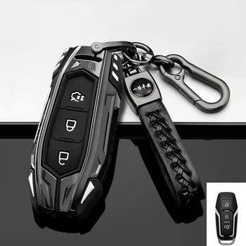 Чехол для ключей от автомобиля из цинкового сплава с 3 кнопками, силиконовый чехол для FORD FUSION MONDEO MUSTANG F-150 2015 2016, LINCOLN EDGE EXPLORER MK